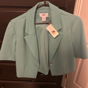 Suzy Shier Aqua Short Sleeve Blazer